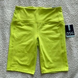 Y2K Neon Yellow DSG Performance High Rise Bike Pickleball Athletic Shorts Sz S